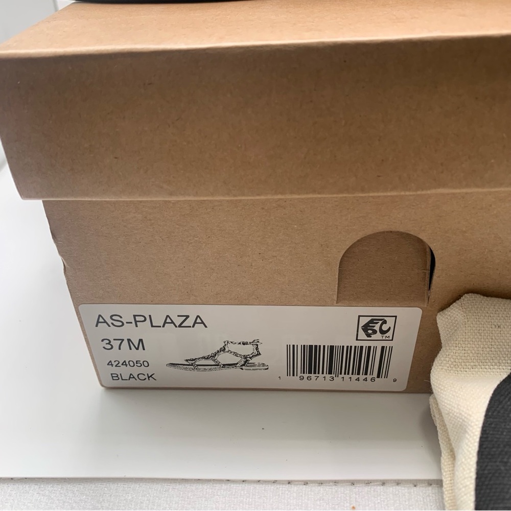 NWB Ash Women's Plaza Leather T-Strap Sandals size 37 US 6.5 black leather - Picture 3 of 10